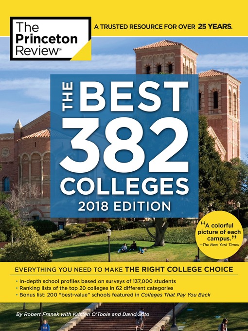 Title details for The Best 382 Colleges, 2018 Edition by Princeton Review - Available